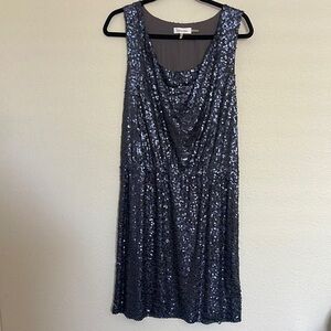 Calvin Klein Blue Sequin Wrap Mini Dress